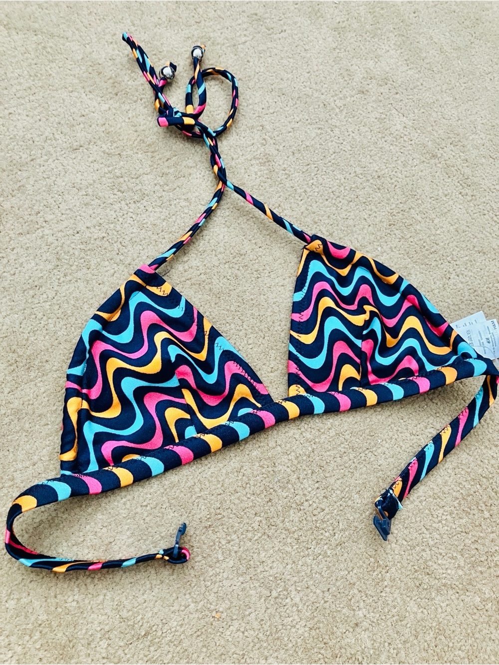 H&M Multicolor Wave Triangle Bikini Top - Pink, Blue, Orange, Yellow, Black